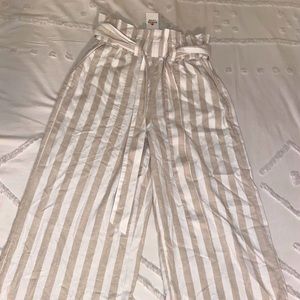 NEVER WORN Tan/White Stripe Pants